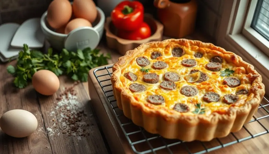 Sausage Quiche Baking Technique